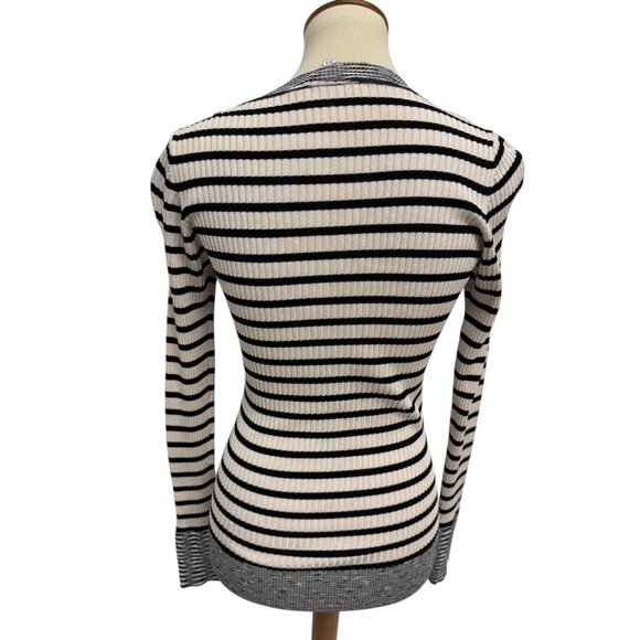 Cache women's striped stretch sweater round neck long sleeve size L - Picture 6 of 12
